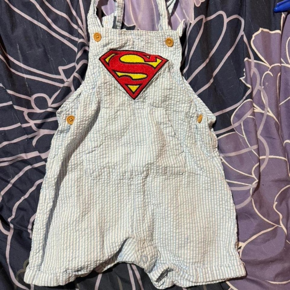 DC Superman Infant Boys 1 Piece Light Blue Short‎ Coveralls  Size 18m